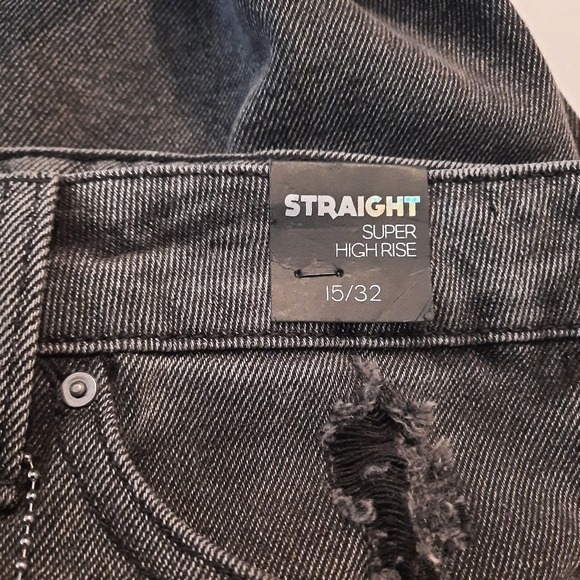 Simple Society Juniors Crop Jeans High Rise Straight Leg Distressed Size 15/32 - Picture 6 of 10